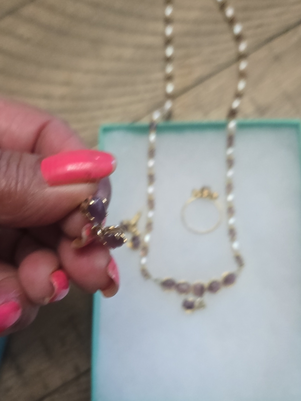 Gold and Purple Stone Women's Necklace & Earring Set